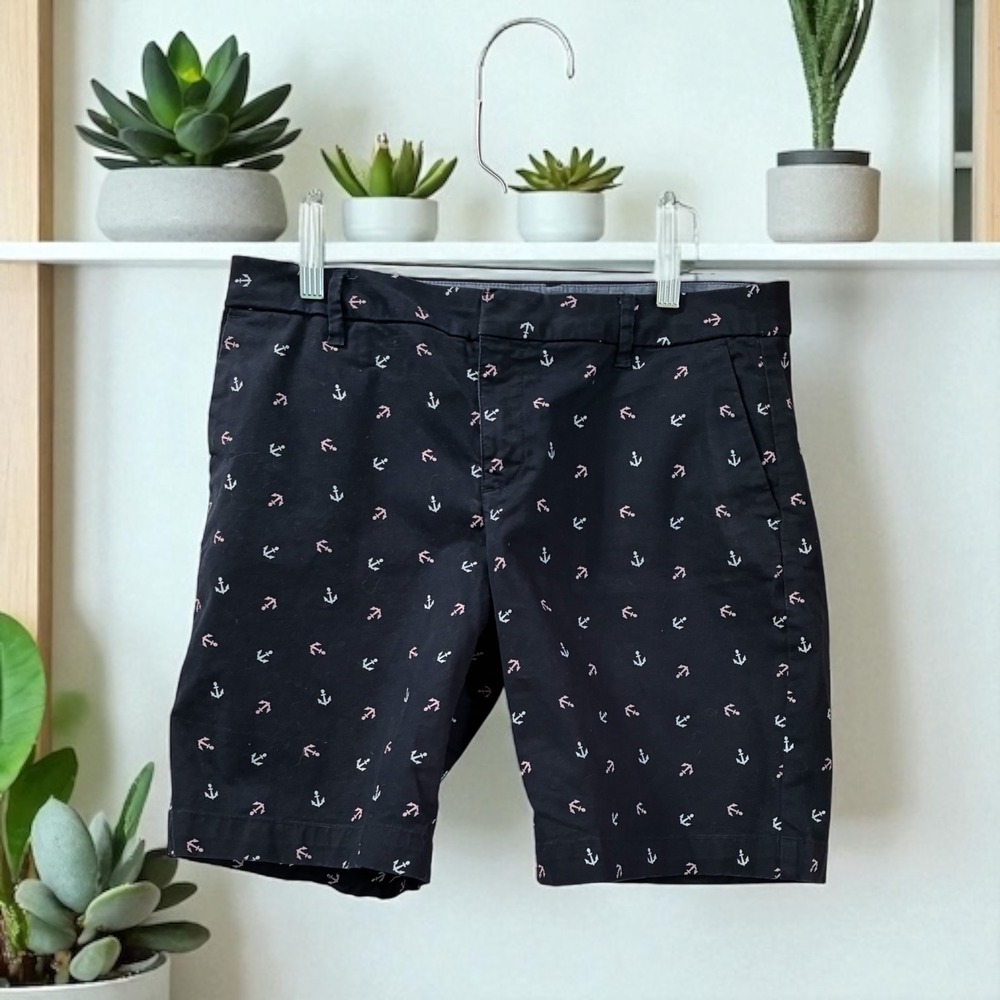 Tommy Hilfiger‎ Anchor Print Shorts Womens Size 8 Nautical Navy Blue